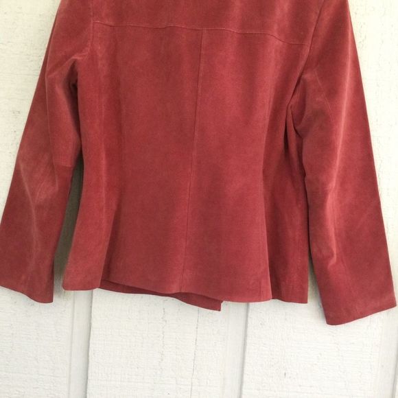 Bernardo Double Breasted Suede Leather Jacket Size 12 Women Long Sleeve Button - Picture 6 of 13